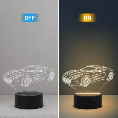 3D Illusion Car Night Lamp with Warm White Light Kids Room & Gaming Room Home & Office Decor Light