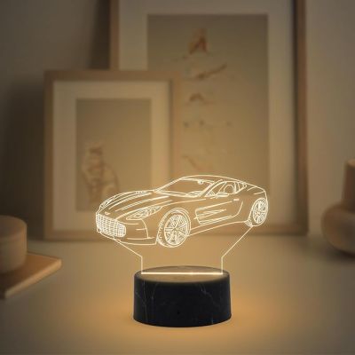 3D Illusion Car Night Lamp with Warm White Light Kids Room & Gaming Room Home & Office Decor Light