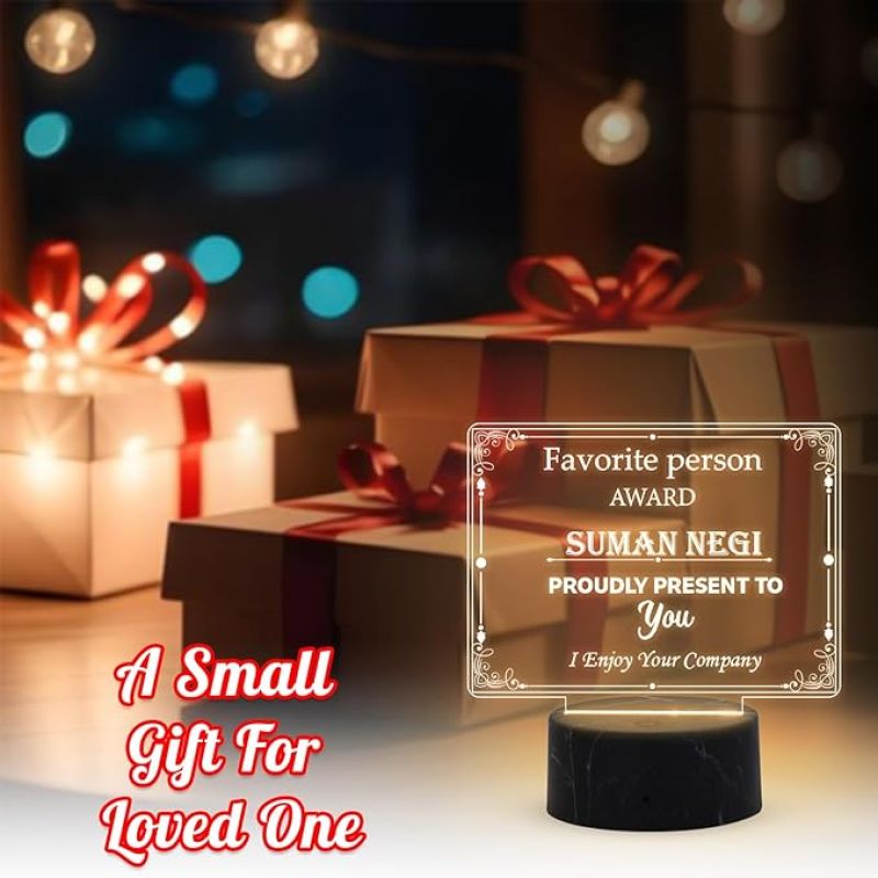 Favorite Person Award Night Lamp with Warm White Light Customized With Name Gift For Loveable Person & Appreciation Gift