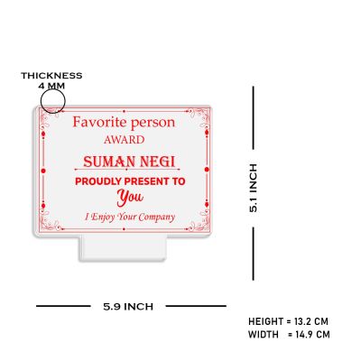 Favorite Person Award Night Lamp with Warm White Light Customized With Name Gift For Loveable Person & Appreciation Gift