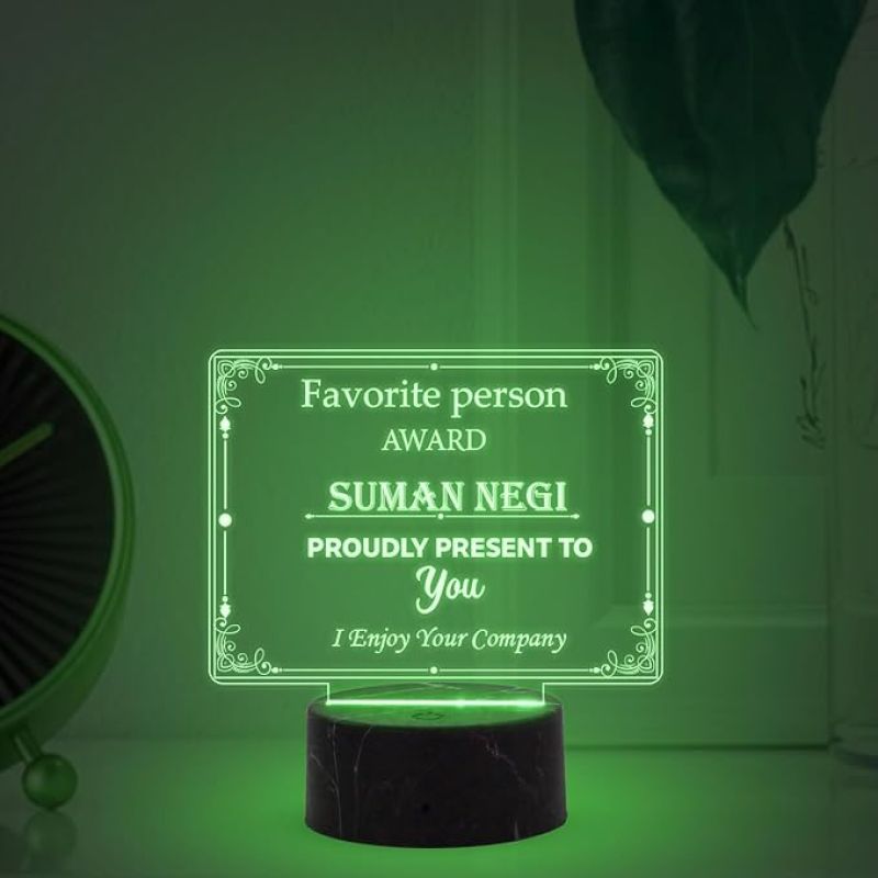 Favorite Person Award Night Lamp with Automatic Color Changing Light Customized Name Gift For Loveable Person | Appreciation Gift