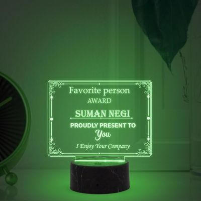 Favorite Person Award Night Lamp with Automatic Color Changing Light Customized Name Gift For Loveable Person | Appreciation Gift