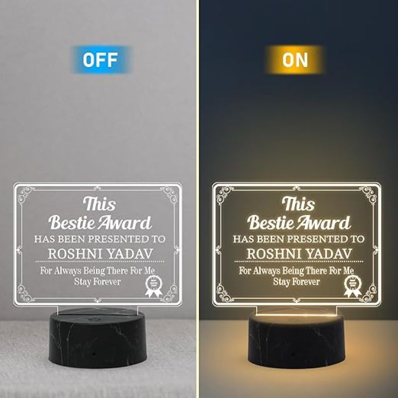 This Bestie Award Night Lamp with Warm White Light Customized with Name Gift for Loveable Person Appreciation Gift