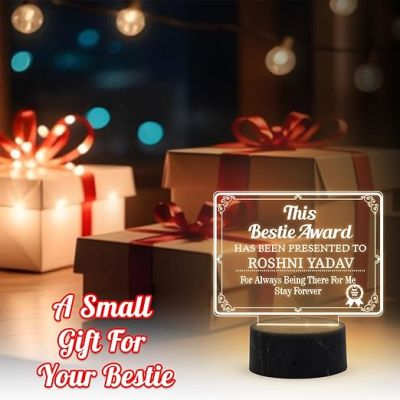 This Bestie Award Night Lamp with Warm White Light Customized with Name Gift for Loveable Person Appreciation Gift