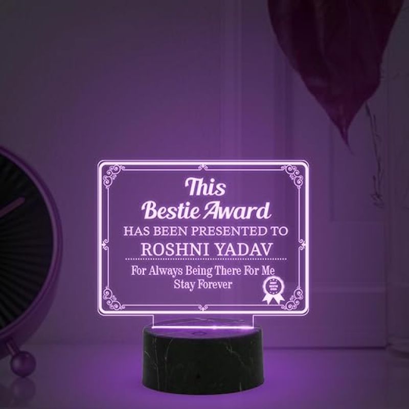 This Bestie Award night lamp with Automatic Color Changing Light Customized with Name Gift for Loveable Person Appreciation Gift