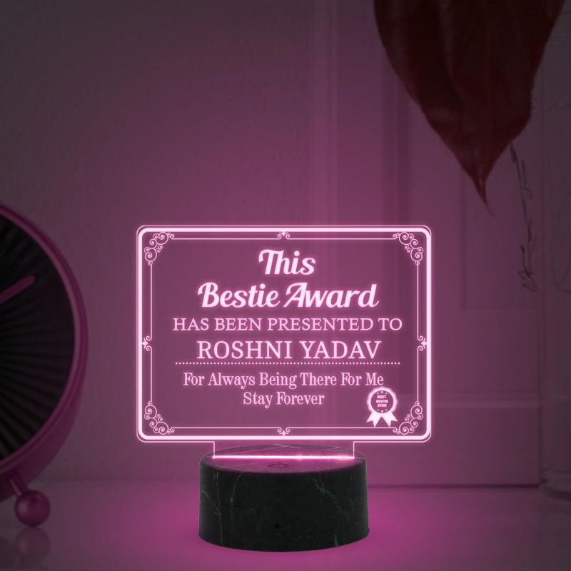This Bestie Award night lamp with Automatic Color Changing Light Customized with Name Gift for Loveable Person Appreciation Gift