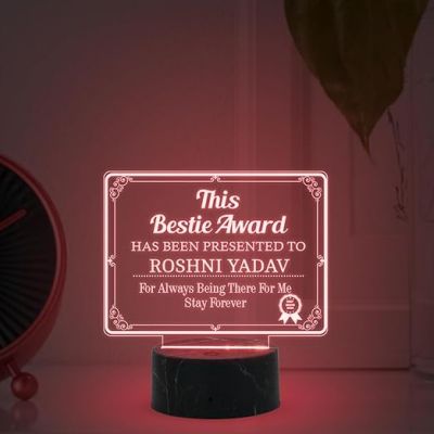 This Bestie Award night lamp with Automatic Color Changing Light Customized with Name Gift for Loveable Person Appreciation Gift