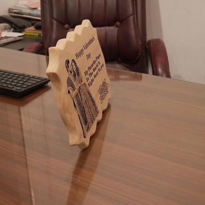 Happy Valentine Day Wooden Plaque Customized with Photo Text Memorable Gift For Couple Husband Wife