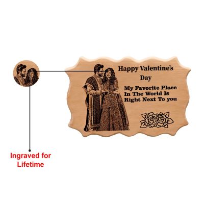 Happy Valentine Day Wooden Plaque Customized with Photo Text Memorable Gift For Couple Husband Wife