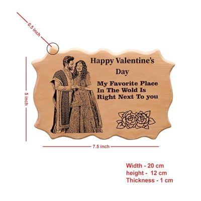 Happy Valentine Day Wooden Plaque Customized with Photo Text Memorable Gift For Couple Husband Wife