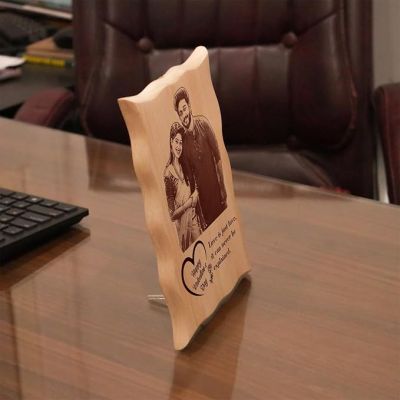 Happy Valentine Day Couple Photo Engraved Wooden Plaque Customize with your & Text Valentine Day Gift For Wife Husband Couple