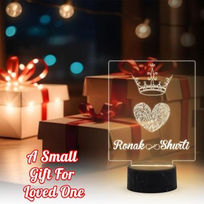 Fingerprint Couple Night Lamp with Warm White Light Customized with Name Best Gift for Husband, Wife, Bhaiya & Bhabhi Gift for Someone Special
