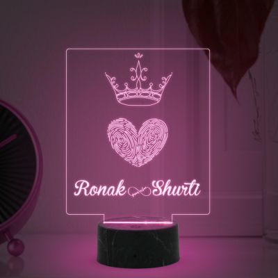 Fingerprint Couple Night Lamp with Automatic Color Changing Light Customized with Name Best Gift for Husband, Wife, Bhaiya & Bhabhi Gift for Someone Special