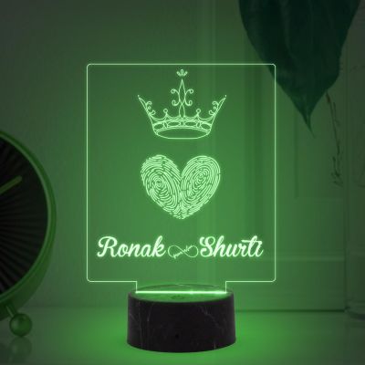Fingerprint Couple Night Lamp with Automatic Color Changing Light Customized with Name Best Gift for Husband, Wife, Bhaiya & Bhabhi Gift for Someone Special