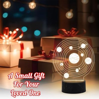 3D Illusion Planet Night Lamp with Warm White Light Kids Room Bedroom Living Room Gaming Room Decor