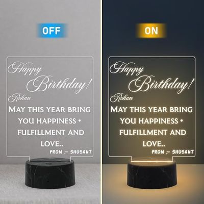 Personalized Happy Birthday night lamp with Warm White Light Customized with Name Blessing Wishing Gift for Birthday Birthday Gift for Loveable Person