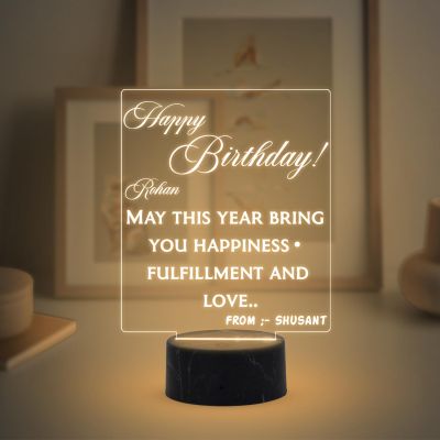 Personalized Happy Birthday night lamp with Warm White Light Customized with Name Blessing Wishing Gift for Birthday Birthday Gift for Loveable Person