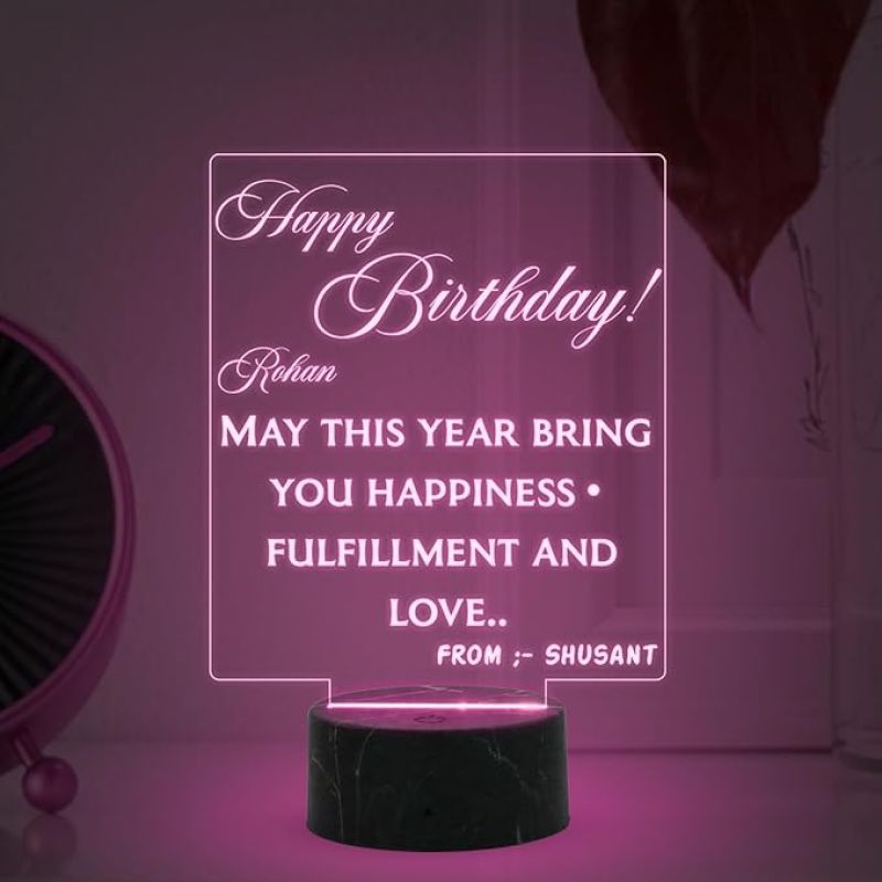 Personalized Happy Birthday Night Lamp with 7 Color Changing Light Customized with Name Blessing Wishing Gift for Birthday Birthday Gift for Loveable Person
