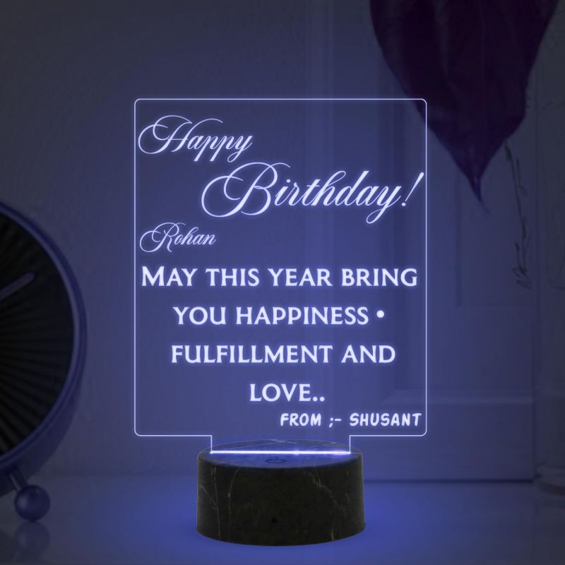 Personalized Happy Birthday Night Lamp with 7 Color Changing Light Customized with Name Blessing Wishing Gift for Birthday Birthday Gift for Loveable Person