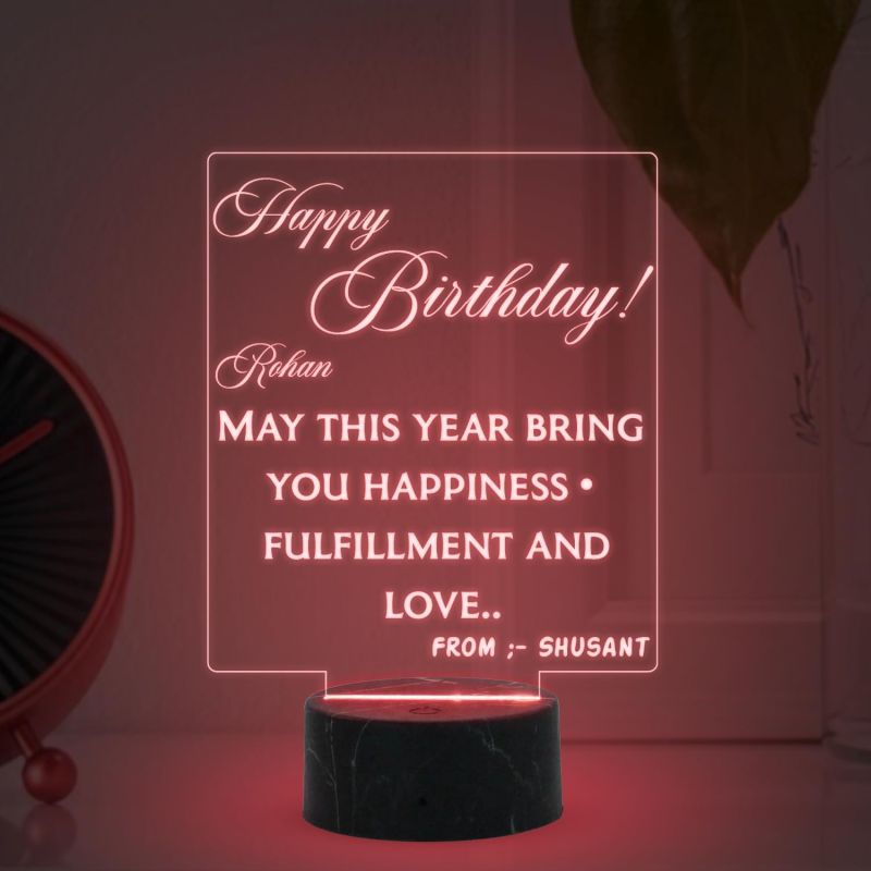 Personalized Happy Birthday Night Lamp with 7 Color Changing Light Customized with Name Blessing Wishing Gift for Birthday Birthday Gift for Loveable Person