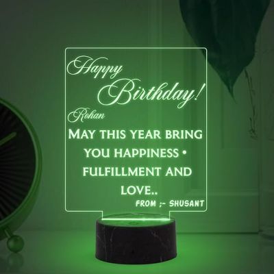 Personalized Happy Birthday Night Lamp with 7 Color Changing Light Customized with Name Blessing Wishing Gift for Birthday Birthday Gift for Loveable Person