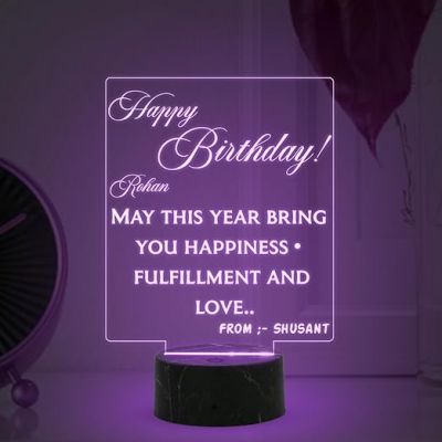 Personalized Happy Birthday Night Lamp with 7 Color Changing Light Customized with Name Blessing Wishing Gift for Birthday Birthday Gift for Loveable Person