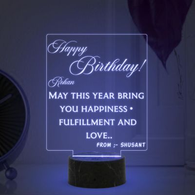 Personalized Happy Birthday Night Lamp with 7 Color Changing Light Customized with Name Blessing Wishing Gift for Birthday Birthday Gift for Loveable Person
