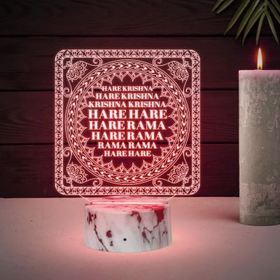 3D Illusion Here Krishna Mantra Night Lamp with Multicolored Light Temple ,Home, Office, Janmashtami Decoration Items