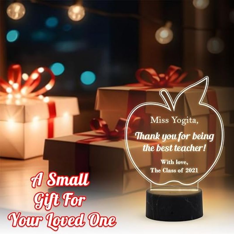 Teacher night lamp with Warm White Light Customized with Name Class Text Thankyou Gift for School Teacher & Teacher Appreciation Gift