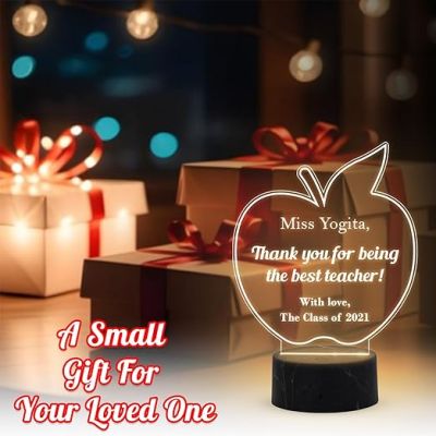 Teacher night lamp with Warm White Light Customized with Name Class Text Thankyou Gift for School Teacher & Teacher Appreciation Gift