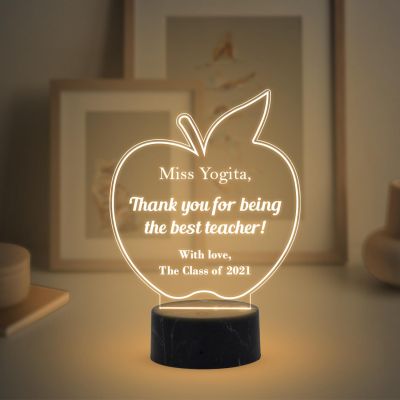 Teacher night lamp with Warm White Light Customized with Name Class Text Thankyou Gift for School Teacher & Teacher Appreciation Gift