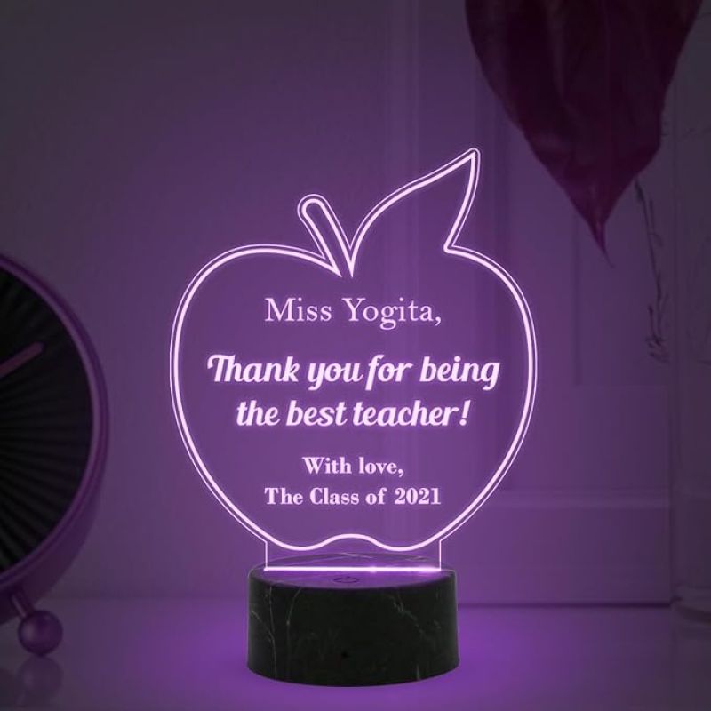 Teacher Night Lamp with 7 Color Changing Light Customized with Name Class Text Thankyou Gift for School Teacher & Teacher Appreciation Gift