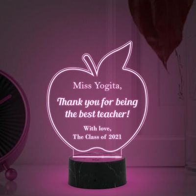 Teacher Night Lamp with 7 Color Changing Light Customized with Name Class Text Thankyou Gift for School Teacher & Teacher Appreciation Gift
