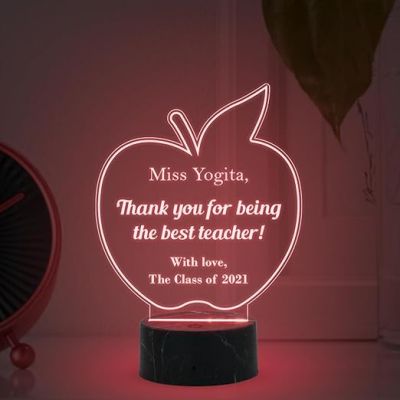 Teacher Night Lamp with 7 Color Changing Light Customized with Name Class Text Thankyou Gift for School Teacher & Teacher Appreciation Gift