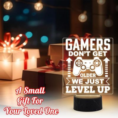 3D Illusion Gamers Don't Get Older We Just Level Up Engraved Night Lamp with Warm White Light Birthday Gift for Gamers Gaming Room Decor Light