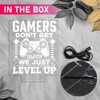 3D Illusion Gamers Don't Get Older We Just Level Up Engraved Night Lamp with Automatic Color Changing Light Birthday Gift for Gamers Gaming Room Decor Light