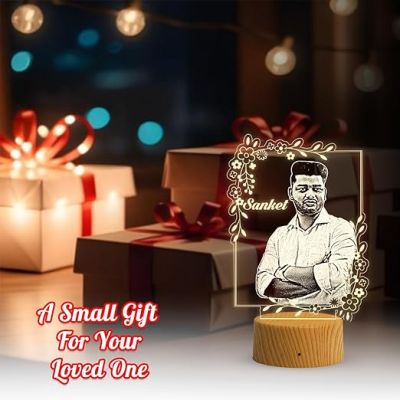 Personalized Photo night lamp with Warm White Light Customized with Photo & Name Birthday Gift for Brother, Husband