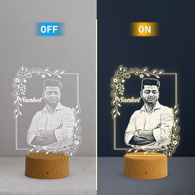 Personalized Photo night lamp with Warm White Light Customized with Photo & Name Birthday Gift for Brother, Husband
