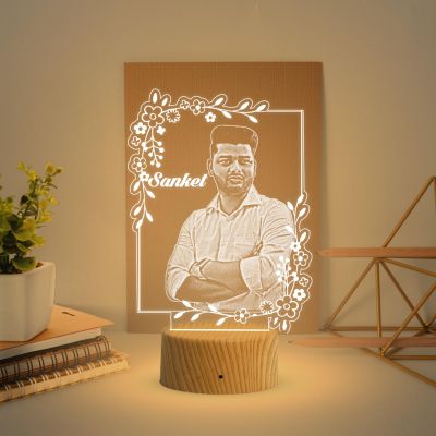 Personalized Photo night lamp with Warm White Light Customized with Photo & Name Birthday Gift for Brother, Husband