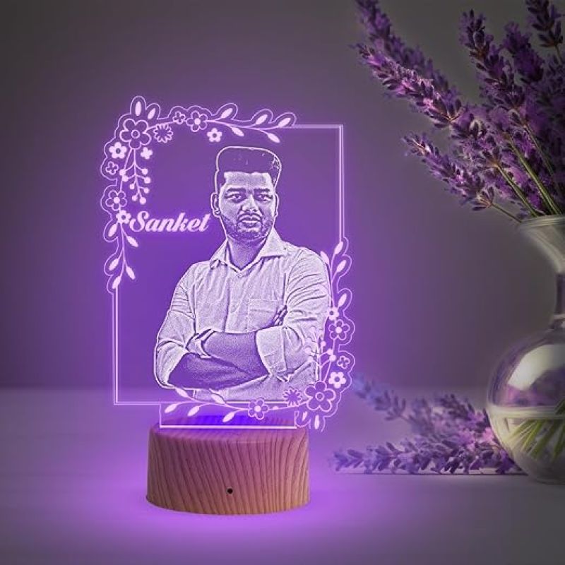 Personalized Photo night lamp with 7 Color Changing Light Customized with Photo & Name Birthday Gift for Brother, Husband
