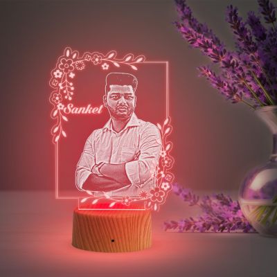 Personalized Photo night lamp with 7 Color Changing Light Customized with Photo & Name Birthday Gift for Brother, Husband