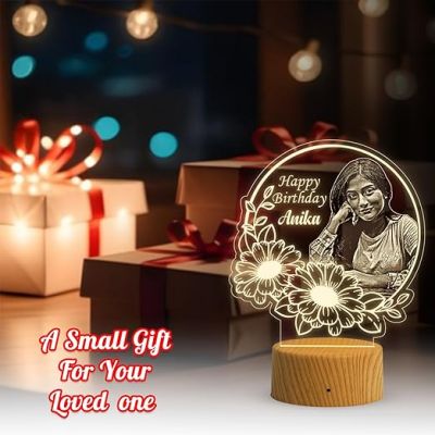 Personalized Happy Birthday night lamp with Warm White Light Customized Photo Name Birthday Gift for Friends, Husband, Wife, Girlfriend, Boyfriend & Loveable Person