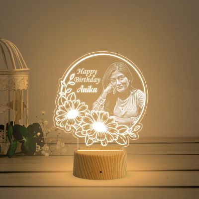 Personalized Happy Birthday night lamp with Warm White Light Customized Photo Name Birthday Gift for Friends, Husband, Wife, Girlfriend, Boyfriend & Loveable Person
