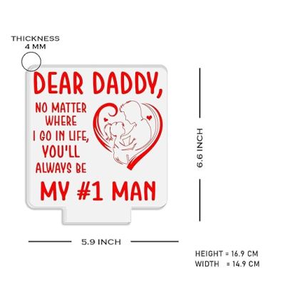 Dear Daddy My #1 Man Engraved Night Lamp with Warm White Light Fathers Day Gift for Dad Birthday Gift for Dad from Daughter Son