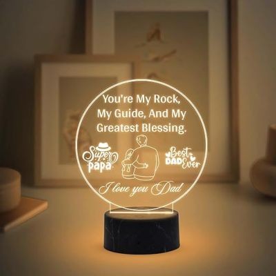 Super Papa Best Dad Ever Engraved Night Lamp with Warm White Light Fathers Day Gift for Dad Birthday Gift for Dad from Daughter Son