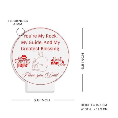 Super Papa Best Dad Ever Engraved Night Lamp with Warm White Light Fathers Day Gift for Dad Birthday Gift for Dad from Daughter Son