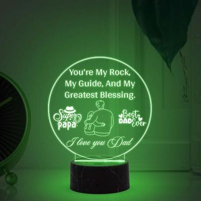 Super Papa Best Dad Ever Engraved Night Lamp with Automatic Color Changing Light Fathers Day Gift for Dad Birthday Gift for Dad from Daughter Son