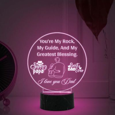 Super Papa Best Dad Ever Engraved Night Lamp with Automatic Color Changing Light Fathers Day Gift for Dad Birthday Gift for Dad from Daughter Son