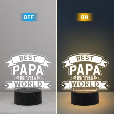 Best Papa in The World Engraved Night Lamp with Warm White Light Fathers Day Gift for Dad Birthday Gift for Dad from Daughter Son