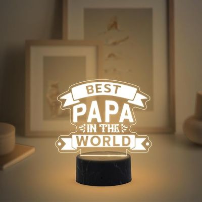 Best Papa in The World Engraved Night Lamp with Warm White Light Fathers Day Gift for Dad Birthday Gift for Dad from Daughter Son